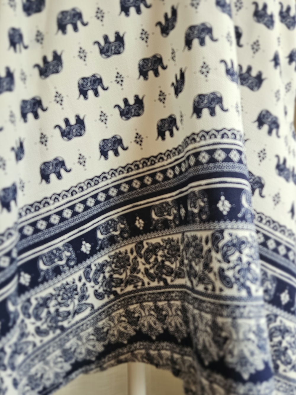 L.A. SOUL Elephant Print Sleeveless Sun Dress Blue White Paisley Border Size S - Picture 10 of 16